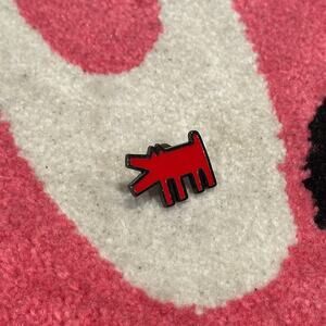 Keith Haring Barking Dog Lapel Pin – Red – Pop Art